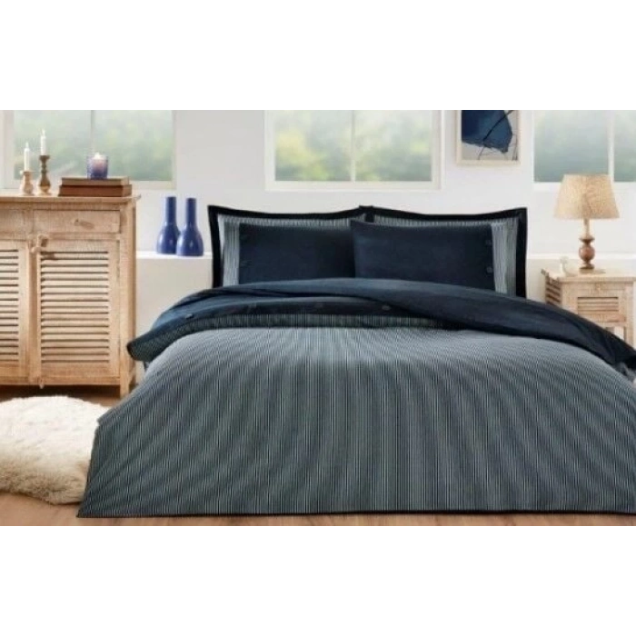 ÇOK SATAN Özdilek Çift Kişilik Ranforce Nevresim Takımı Natural Lacivert