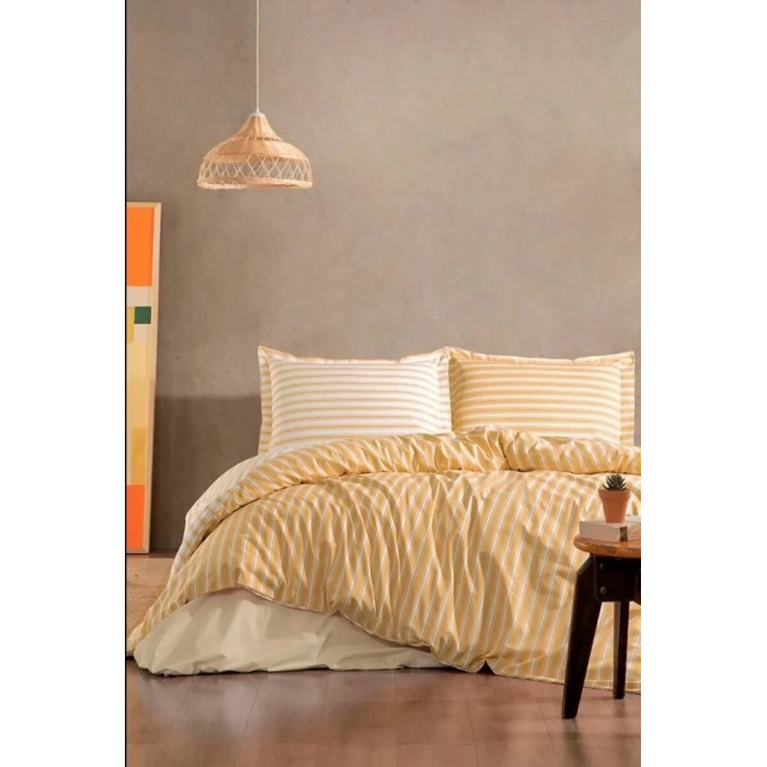 ÇOK SATAN Özdilek Çift Kişilik Ranforce Nevresim Takımı Trioline Hardal