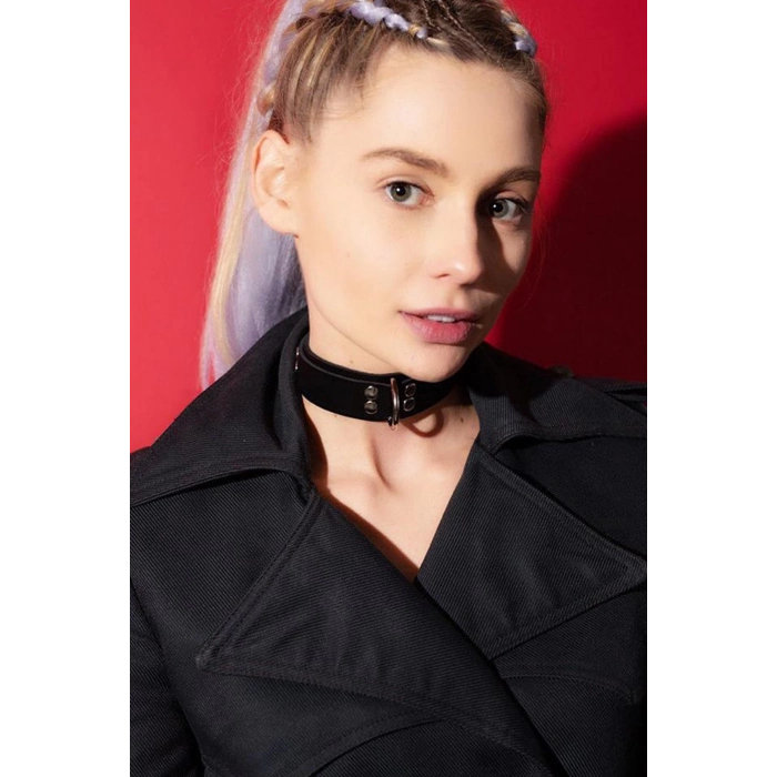 ÇOK SATAN Özel Tasarım Seksi Siyah Deri Boyunluk 1057