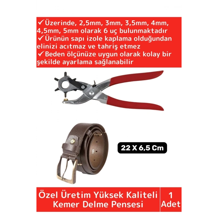 ÇOK SATAN Özel Üretim Yüksek Kaliteli Delik Uç Açıcı Ayarlanabilir 6 Farklı Uçlu Metal Kemer Delme Pensesi