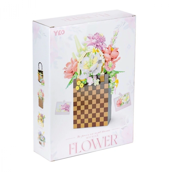 ÇOK SATAN P1291 Panlos Çanta Çiçek Buketi 1208 Parça Blok Seti -Vagon life