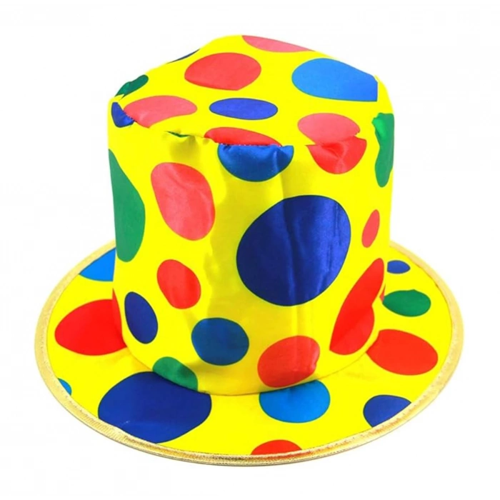 ÇOK SATAN Palyaço Şapkası Rengarenk Puantiyeli 19 cm