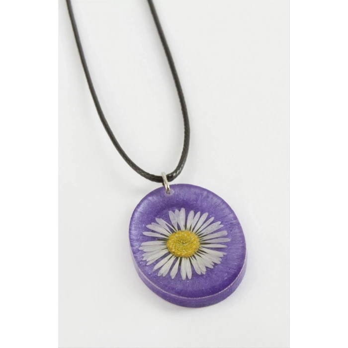 ÇOK SATAN Papatya Oval Epoksi Kolye