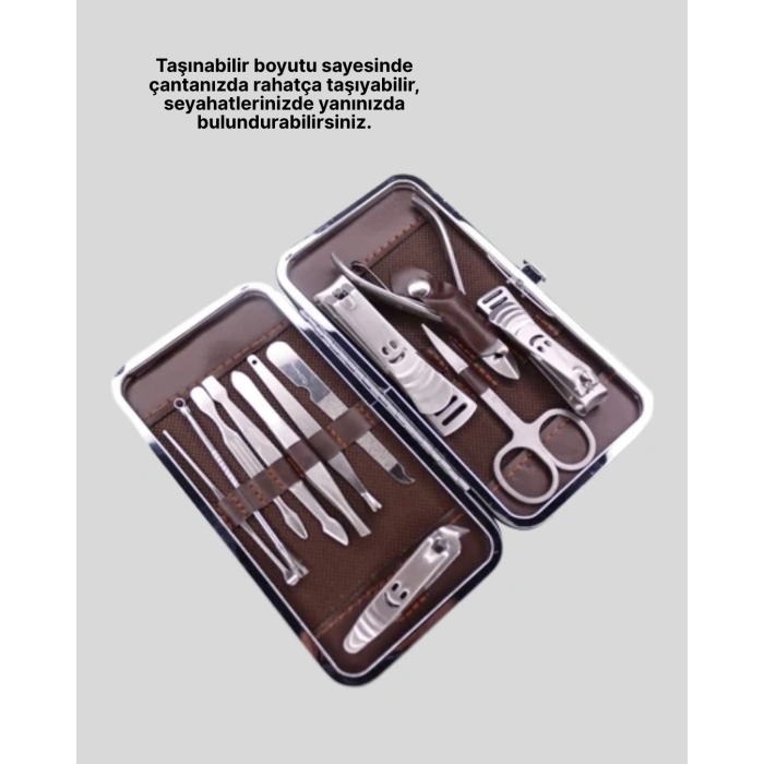 ÇOK SATAN Paslanmaz Çelik Çok Fonksiyonlu 12 Manikür Seti