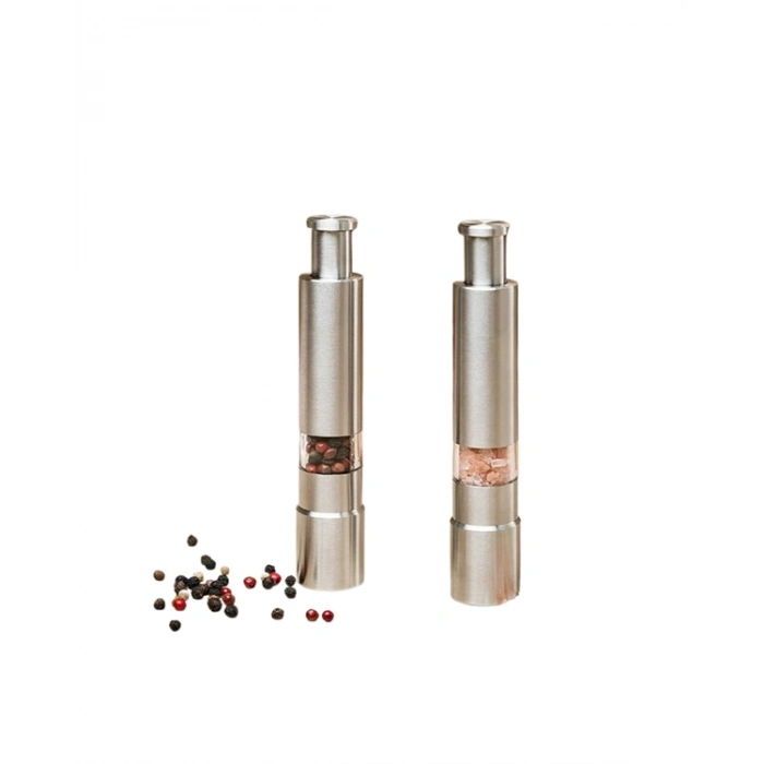 ÇOK SATAN Paslanmaz Çelik Tuz ve Kararbiber Öğütücü - Şeffaf Akrilik Hazne