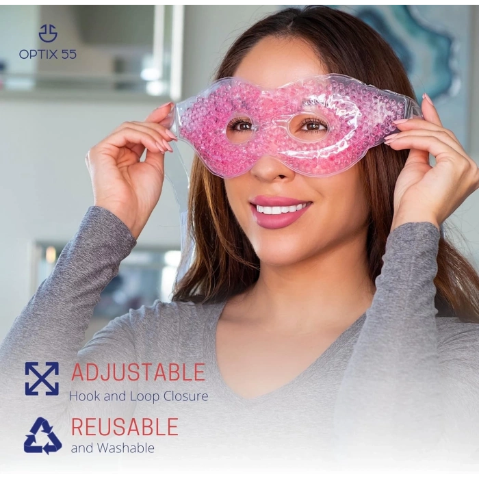 ÇOK SATAN Pembe Jel Boncuklu Göz Maskesi, Soğuk & Sıcak Kullanım Rahatlatıcı Terapi Maskesi