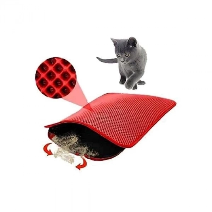 ÇOK SATAN Petpretty Elekli Kedi Tuvaleti Paspası 50x60 Cm Kırmızı