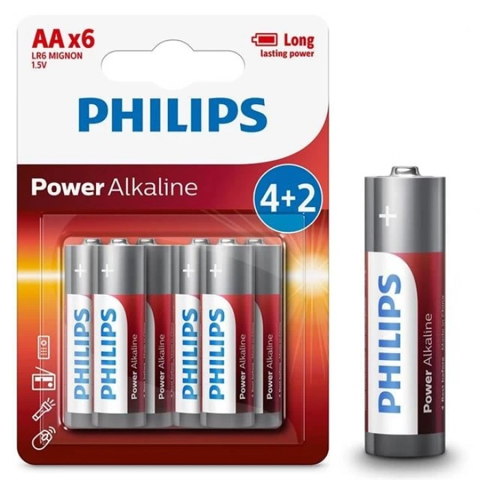 ÇOK SATAN Philips Lr6p6bp/10 Lr6 Mignon 1.5 Volt 4+2 Power Alkaline Aa Kalem Pil (6li Paket)
