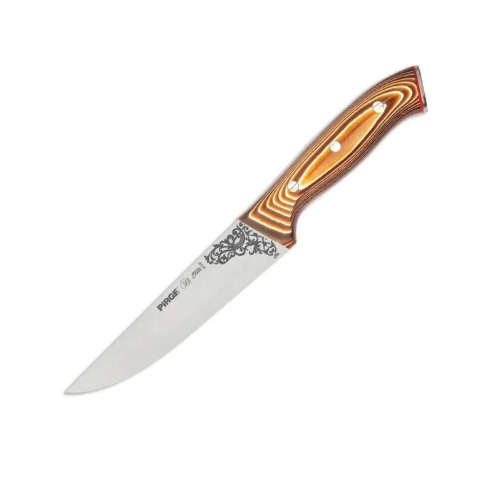 ÇOK SATAN Pirge 32102 Elite Kurban, Kasap Bıçağı 16,5 cm - Kahverengi Perçinli Kompozit Sap