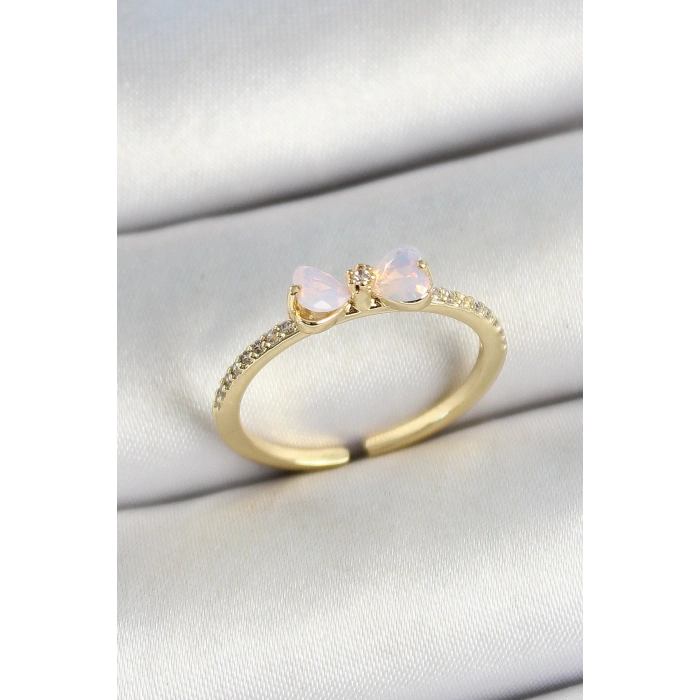 ÇOK SATAN Pirinç Fiyonk Figürlü Zirkon Taşlı Gold Renk Ayarlanabilir Kadın Yüzük