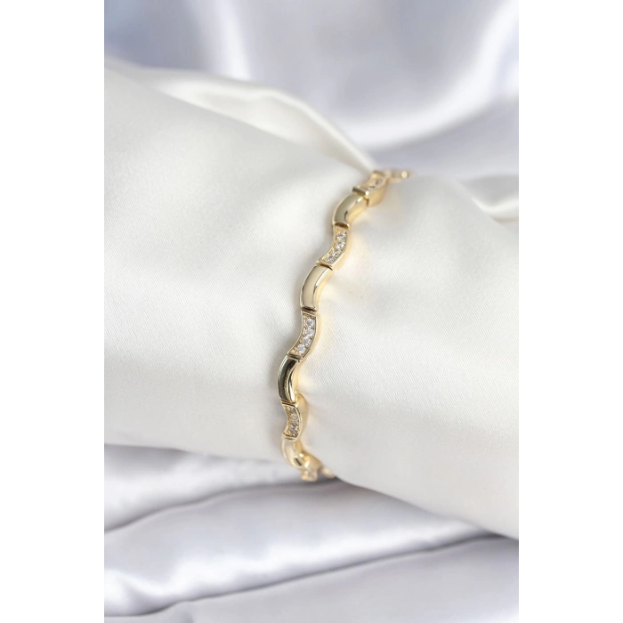 ÇOK SATAN Pirinç Gold Renk Dalgalı Model Kadın Bileklik