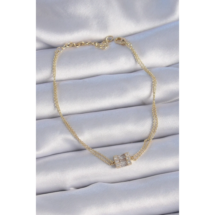 ÇOK SATAN Pirinç Gold Renk Kare Zirkon Taşlı Kadın Bileklik