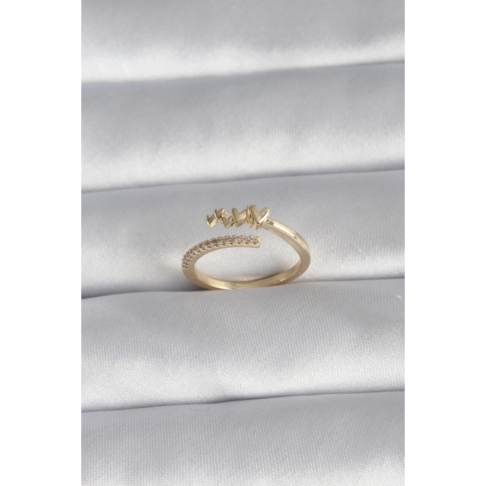 ÇOK SATAN Pirinç Gold Renk Zirkon Taş Detay Kalp Model Kadın Yüzük