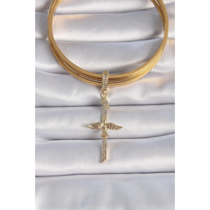 ÇOK SATAN Pirinç Gold Renk Zirkon Taş Detaylı Elif Model Anka Kuşu Figür Ajda Charm