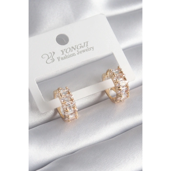 ÇOK SATAN Pirinç Gold Renk Zirkon Taşlı Kadın Küpe