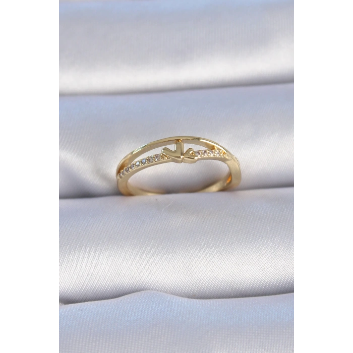 ÇOK SATAN Pirinç Gold Renk Zirkon Taşlı Kalp Model Kadın Yüzük