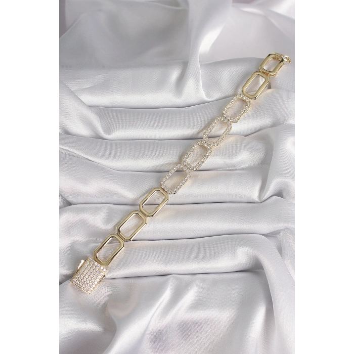 ÇOK SATAN Pirinç Gold Renk Zirkon Taşlı Zincir Model Xuping VIP Exclusive Seri Bileklik