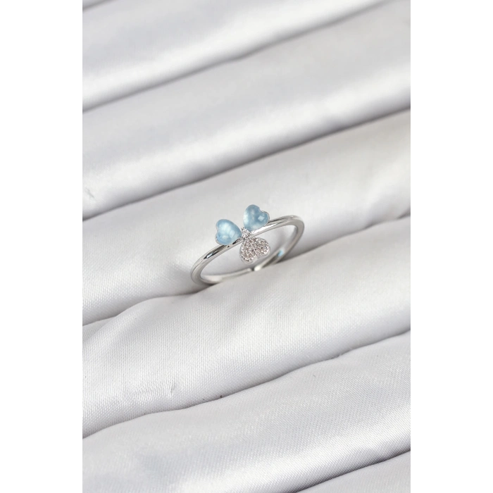 ÇOK SATAN Pirinç Gümüş Renk Yonca Model Kadın Yüzük