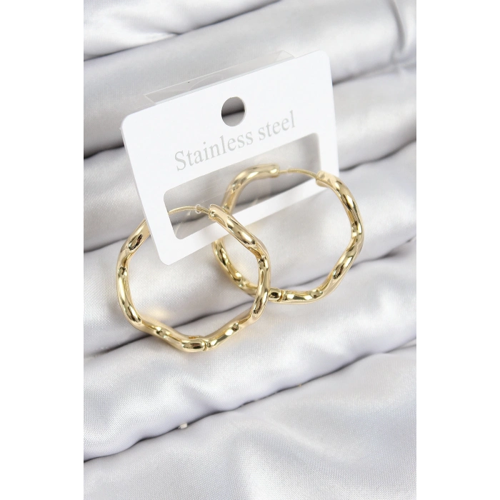 ÇOK SATAN Pirinç Halka Model Gold Renk Kadın Küpe