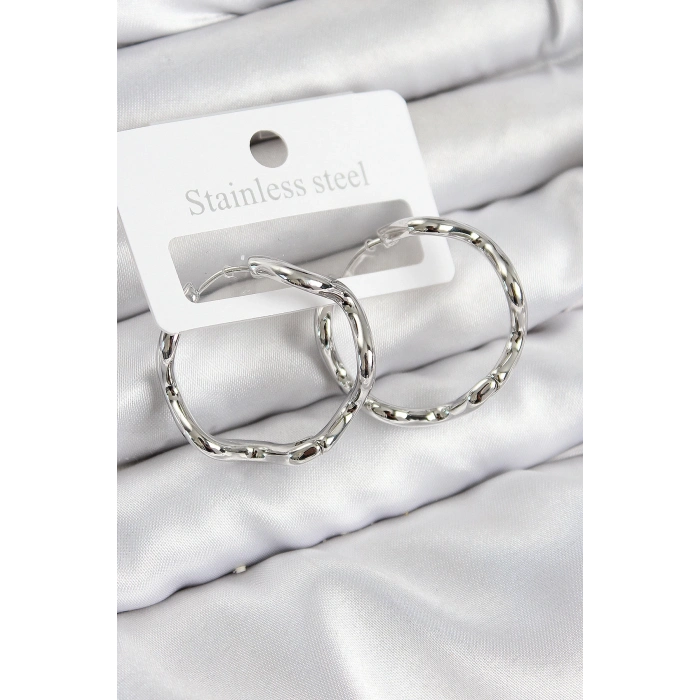 ÇOK SATAN Pirinç Halka Model Gümüş Renk Kadın Küpe