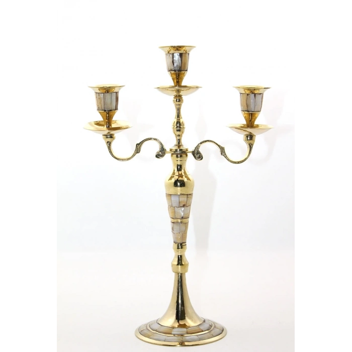 ÇOK SATAN Pirinç Sedefli 3lü Şamdan Model 1