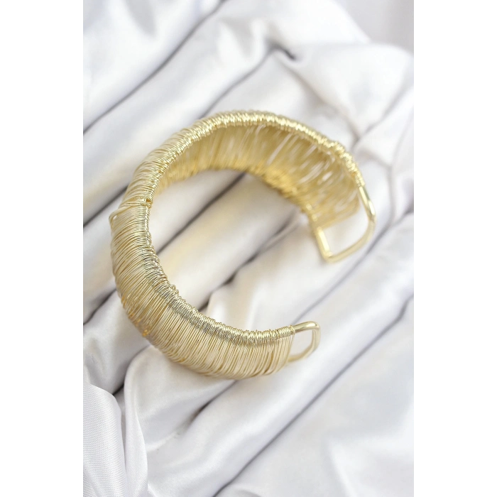 ÇOK SATAN Pirinç Tel Sarma Model Gold Renk Kadın Bileklilk
