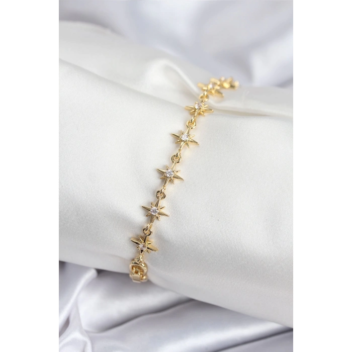 ÇOK SATAN Pirinç VIP Seri Gold Renk Sıralı Kutup Yıldızı Kadın Bileklik