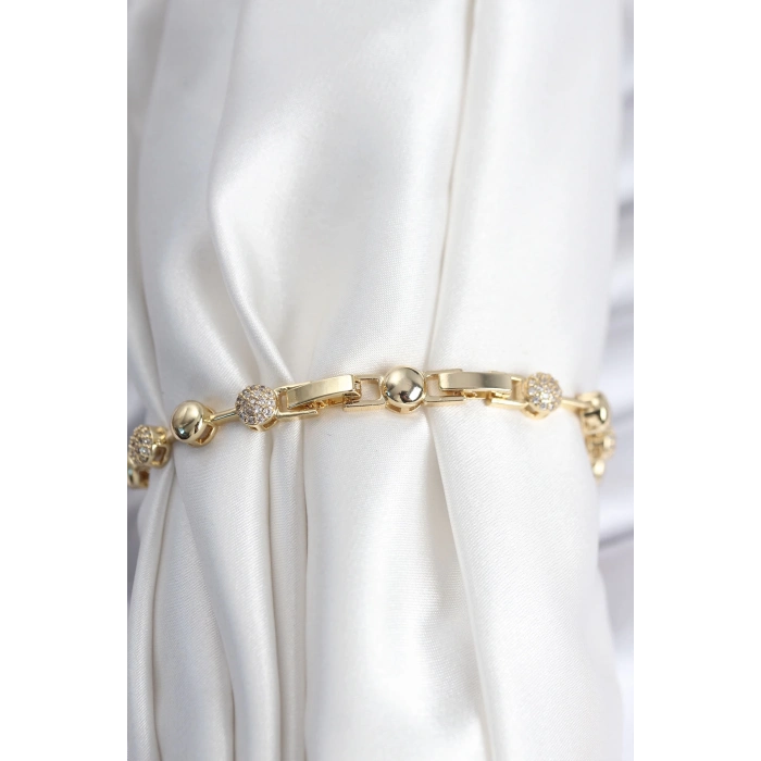 ÇOK SATAN Pirinç VIP Seri Gold Renk Topçuk Model Kadın Bileklik