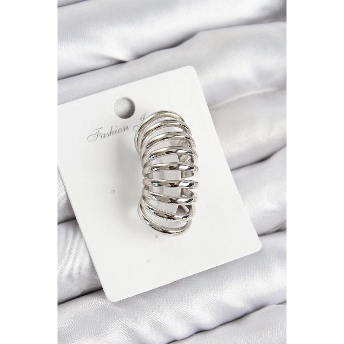 ÇOK SATAN Pirinç Yay Model Gümüş Renk Sağ Kıkırdak Küpe