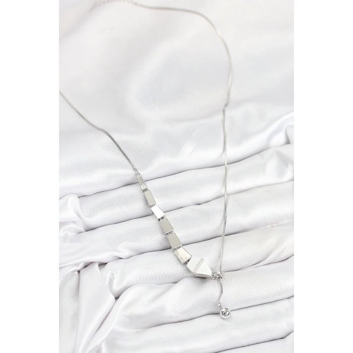 ÇOK SATAN Pirinç Yılan Model Gümüş Renk Asansörlü Kadın Kolye