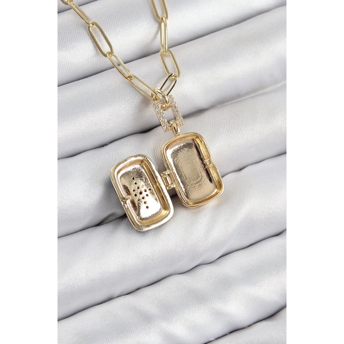 ÇOK SATAN Pirinç Zirkon Taşlı Açılabilir Kutup Yıldızı Model Gold Renk Kadın Kolye