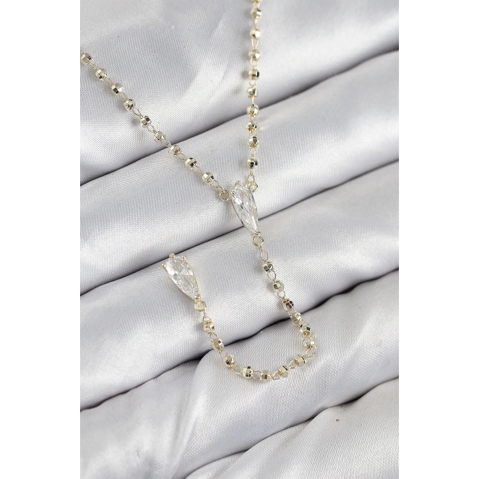 ÇOK SATAN Pirinç Zirkon Taşlı Gold Renk Kadın Y Kolye