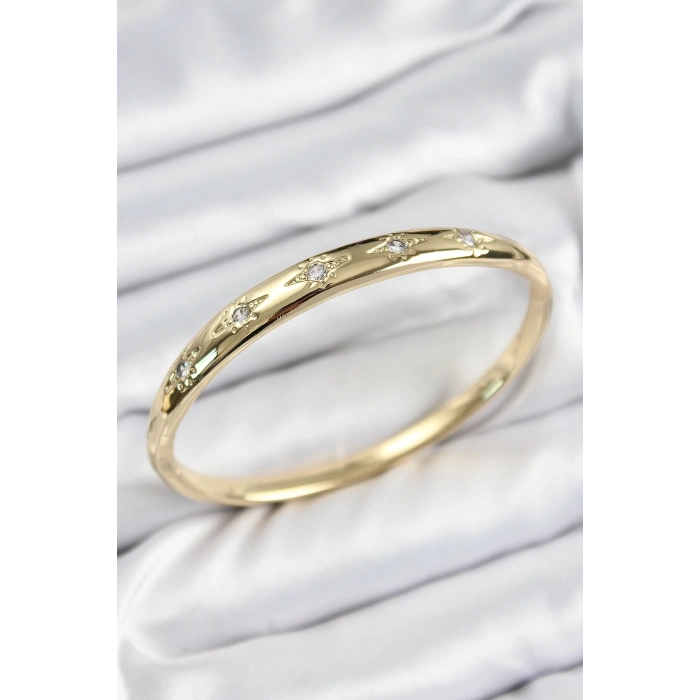 ÇOK SATAN Pirinç Zirkon Taşlı Kutup Yıldızı Model Gold Renk Kadın Kelepçe