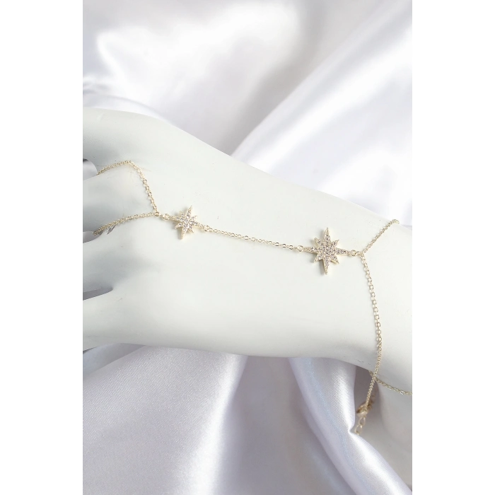 ÇOK SATAN Pirinç Zirkon Taşlı Kutup Yıldızı Model Gold Renk Kadın Şahmeran