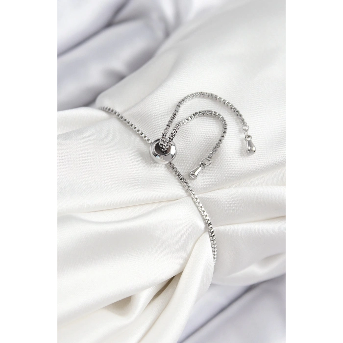 ÇOK SATAN Pirinç Zirkon Taşlı Nazar Yıldız Model Gümüş Renk Asansörlü Kadın Bileklik