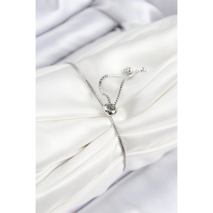 ÇOK SATAN Pirinç Zirkon Taşlı Sonsuzluk Model Gümüş Renk Asansörlü Kadın Bileklik