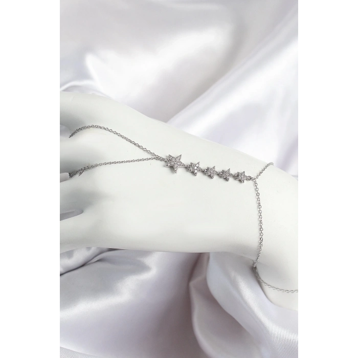 ÇOK SATAN Pirinç Zirkon Taşlı Yıldız Model Gümüş Renk Kadın Şahmeran