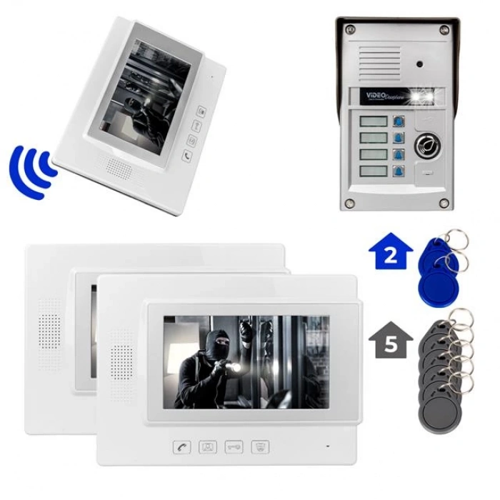 ÇOK SATAN Powermaster 37t4 2 Daire 7 Nfc Destekli Görüntülü Diafon Kapı Zili Interkom Akıllı Ev Güvenliği Sistemi