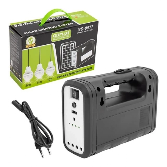 ÇOK SATAN Powermaster Gd-8017t Solar Panelli 3 Ampullü Solar Aydınlatma Sistemi