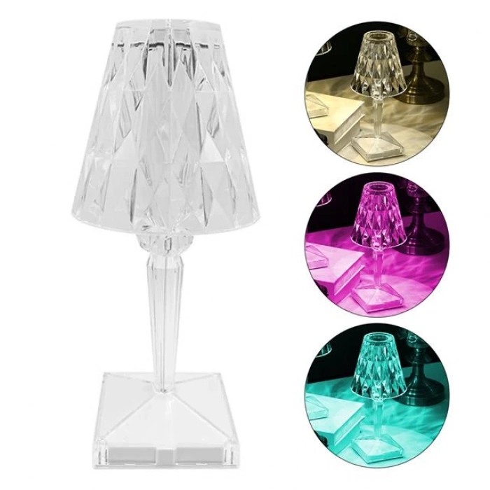 ÇOK SATAN Powermaster Ha-1638 Dekoratif Rgb Ledli Ambiyans Masa Gece Lambası Şarjlı Dokunmatik Tuşlu