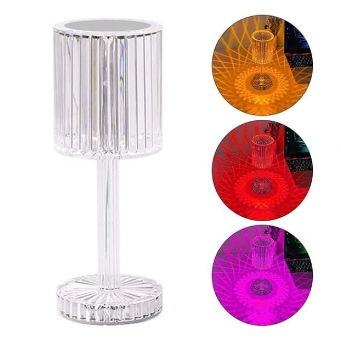 ÇOK SATAN Powermaster Ha-1788 Dekoratif Rgb Ledli Ambiyans Masa Gece Lambası Şarjlı Dokunmatik Tuşlu