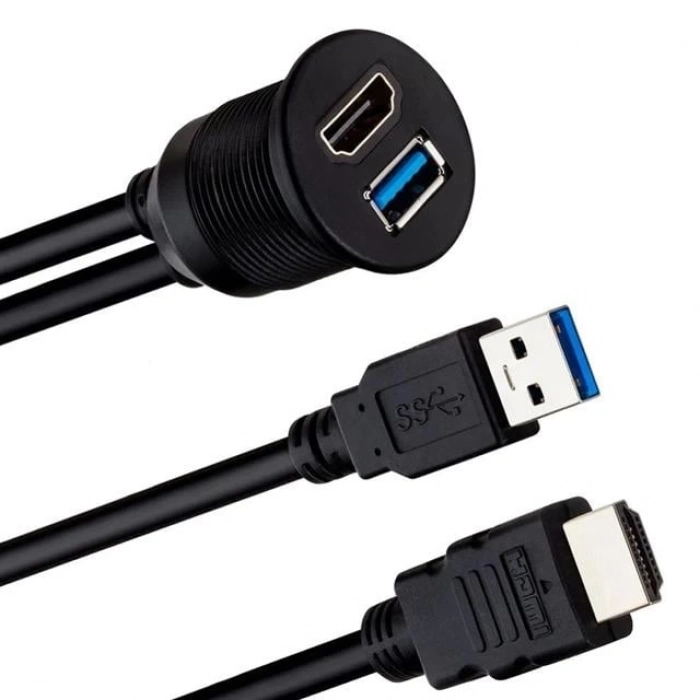 ÇOK SATAN Powermaster Pm-12428 Usb 3.0 + Hdmı 2 Metre Uzatma Kablolu Araç Kontrol Paneli (gömme Montaj)
