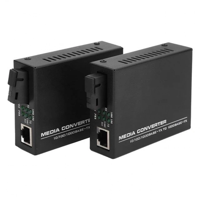 ÇOK SATAN Powermaster Pm-22107 1000 Mbps 3 Km Single Mode Fiber Optik Ethernet Medya Dönüştürücü