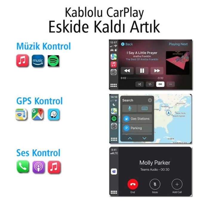 ÇOK SATAN Powermaster Pm-24508 Wireless Kablosuz Apple İphone Carplay Ekran Yansıtma (versiyon 4.0)