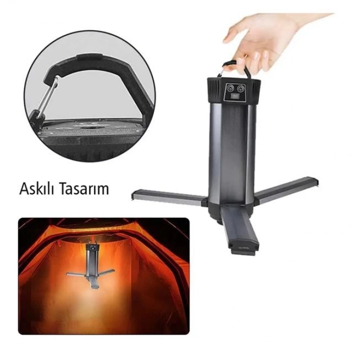 ÇOK SATAN Powermaster Pm-24566 35 Watt Usb - Type-c Girişli P50 Ve Cob Ledli 3 Kanatlı Kollu Çalışma Lambası