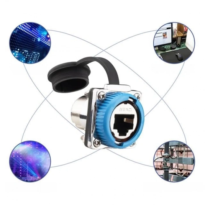 ÇOK SATAN Powermaster Pm-24597 Dişi - Dişi Ip68 Su Geçirmez Metal Rj45 Konnektör