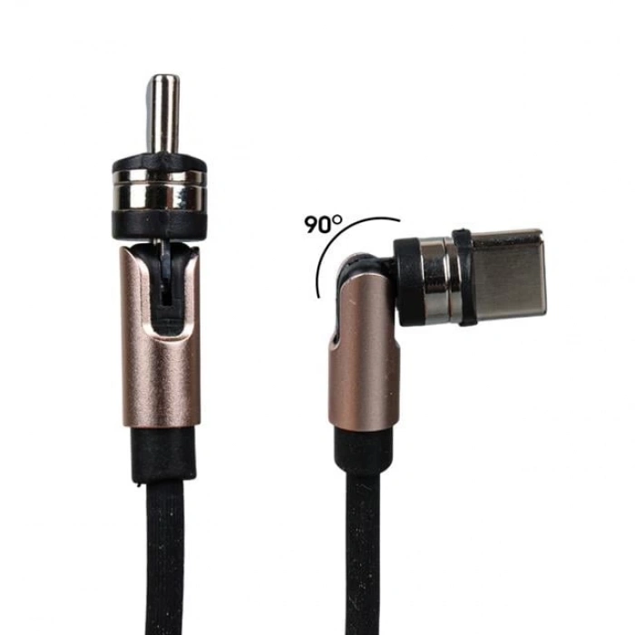 ÇOK SATAN Powermaster Pm-25906 Siyah 3in1  (type C- Lightning- Micro Usb) Manyetik Uç Taşınabilir Şarj Kablosu