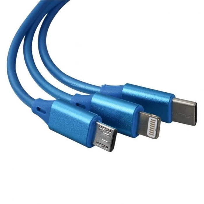 ÇOK SATAN Powermaster Pm-26347 3 In 1 Mavi Şarj Kablosu