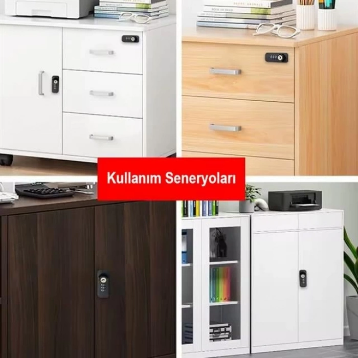 ÇOK SATAN Powermaster Pm-26731 4 Haneli Şifreli Ve Anahtarlı Mekanik Siyah Çekmece Dolap Kilidi (sol)