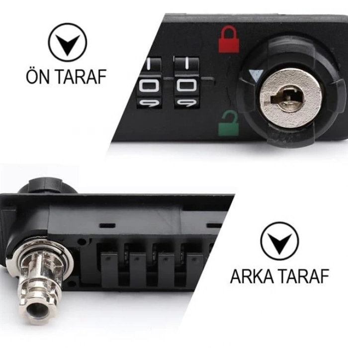 ÇOK SATAN Powermaster Pm-26731 4 Haneli Şifreli Ve Anahtarlı Mekanik Siyah Çekmece Dolap Kilidi (sol)